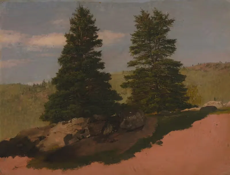 New England Landscape (Two Pine Trees) by Frederic Edwin Church, 1850 — digital art print download
