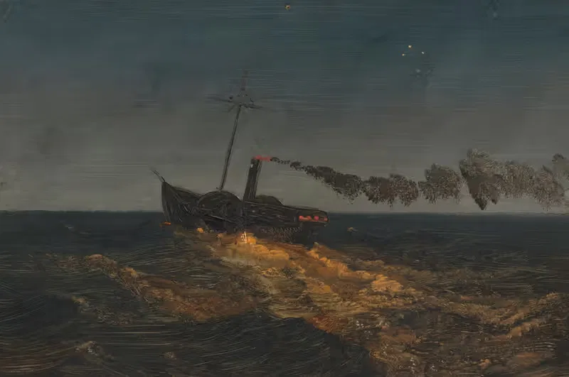 Paddle steamer at dusk by Frederic Edwin Church — digital art print download