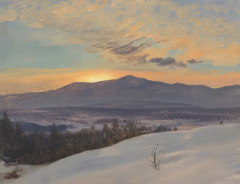 Sunset Across the Hudson Valley, Winter — Frederic Edwin Church