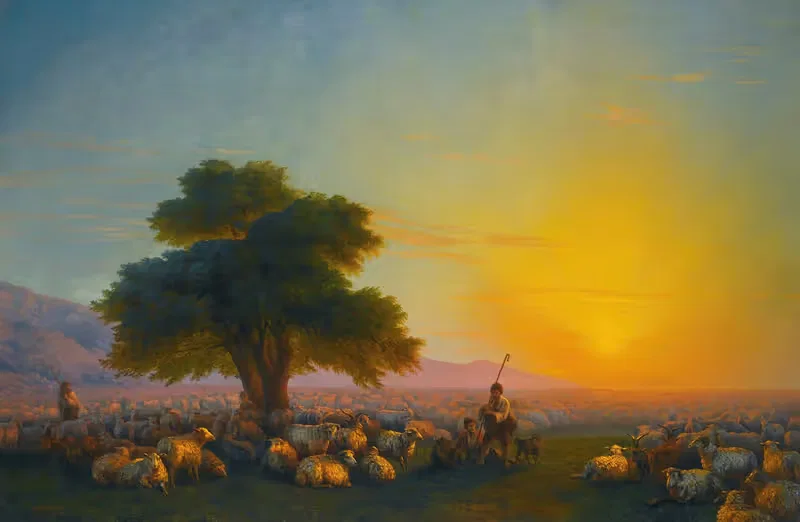 Пастухи со своим стадом на закате by Иван Константинович Айвазовский, 1859 — digital art print download