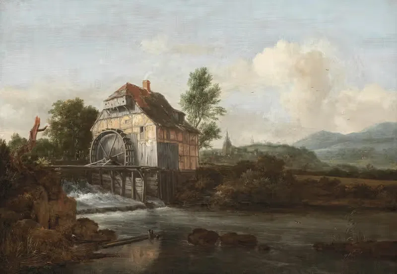 Landscape with a Watermill by Jacob van Ruisdael — digital art print download