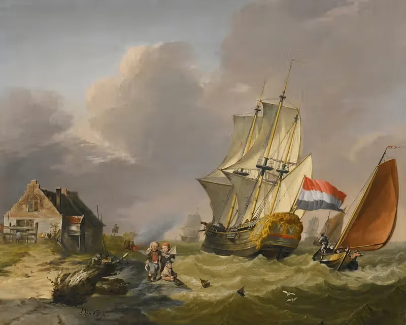 Shipping In A Storm Off The Coast — Jan Van Os