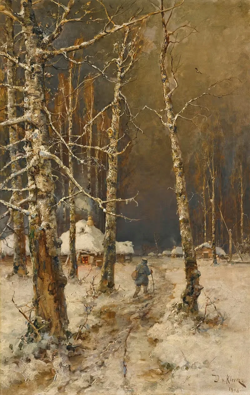 Путешественник в снегу by Юлий Сергиевич Клеверов, 1908 — digital art print download