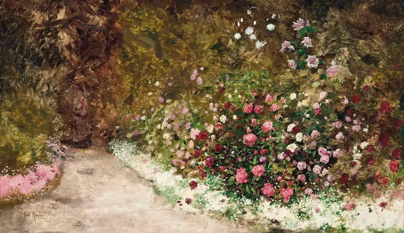 Прогулка по саду by Антуан Эдуар Жозеф Мулине — digital art print download