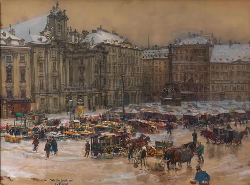 На дворе (Рождественский рынок) by Карл Пиппих, 1901 — digital art print download