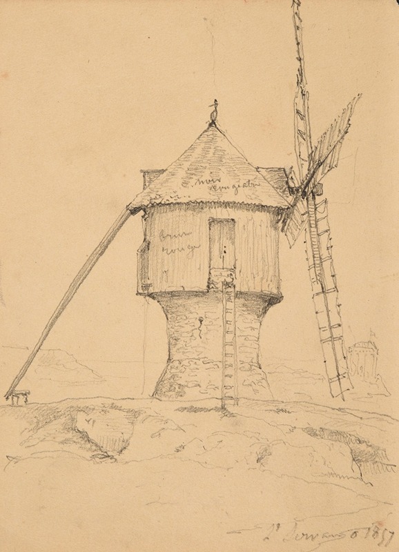 Moulin à vent à Saint-Servan by Jacques-Raymond Brascassat, 1857 — digital art print download