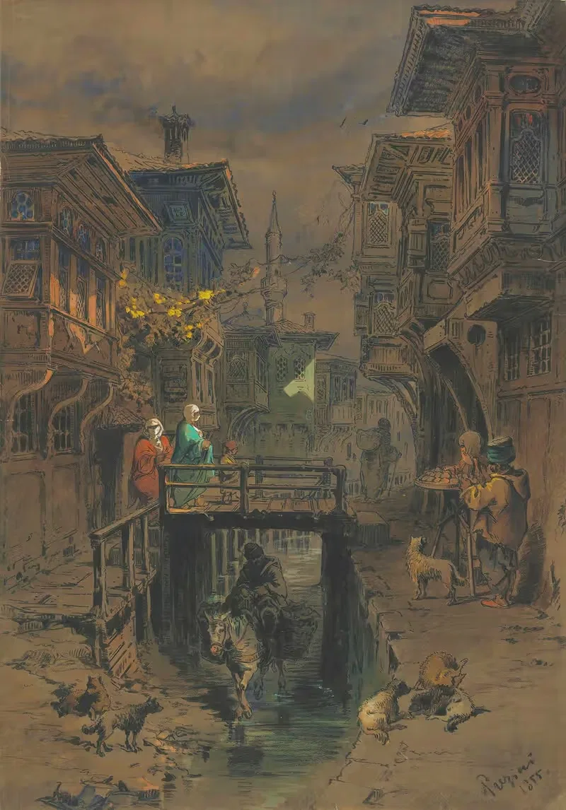 A Street in Old Istanbul — Amadeo Preziosi