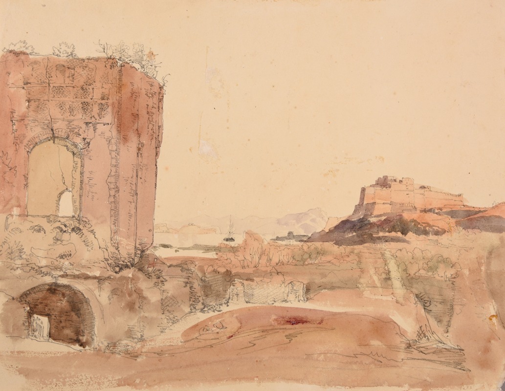Paysage de ruines et château-fort — Jacques-Raymond Brascassat