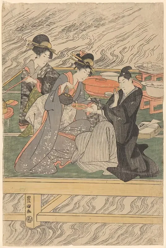 Women at Tea on Wharf — Toyokuni Utagawa