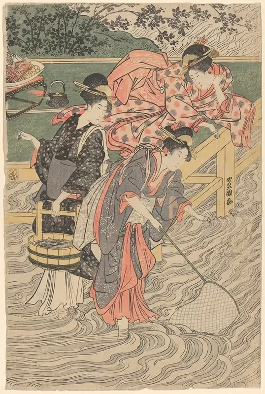 Women Fishing with Nets — Toyokuni Utagawa