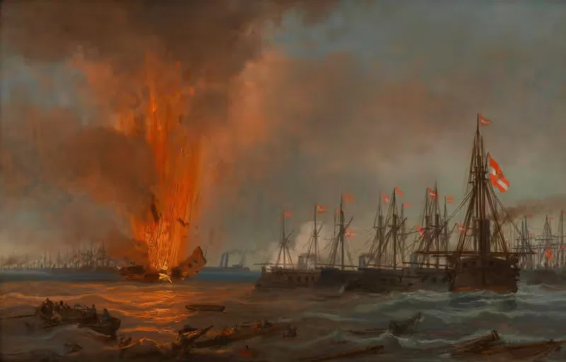 Морское сражение у Лиссы by Й.Ц.Б. Приттнер, 1866 — digital art print download