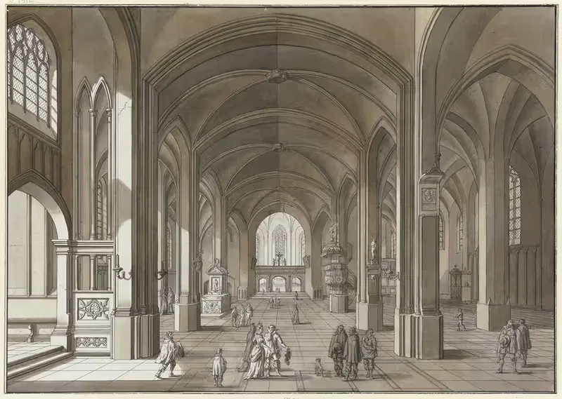 Blick auf Lettner und Chor einer dreischiffigen gotischen Kirche — Johann Ludwig Ernst Morgenstern