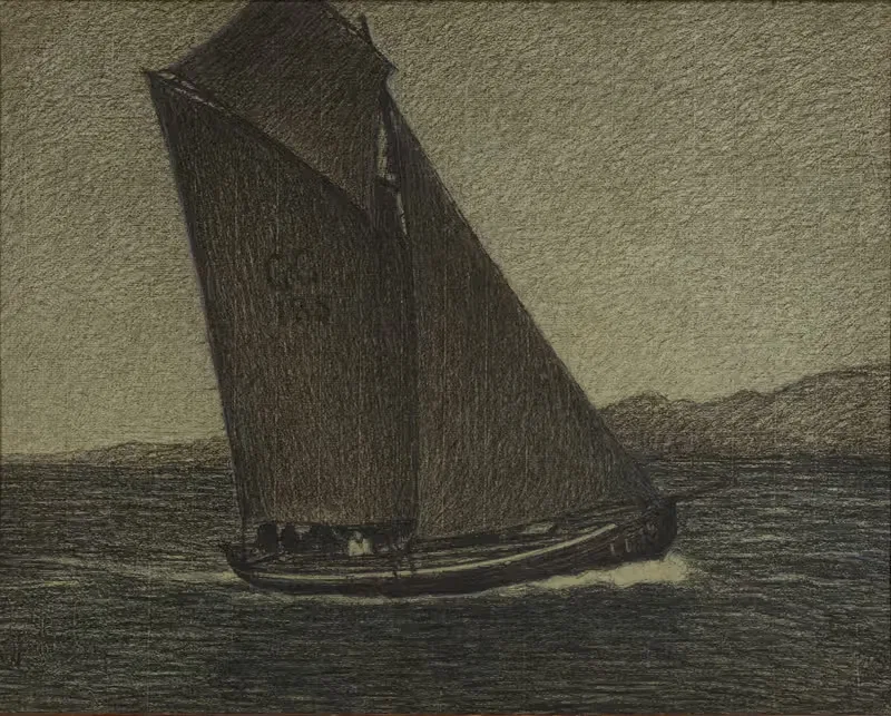 Рыболовное судно на ветру by Карл Норстрём, 1905 — digital art print download