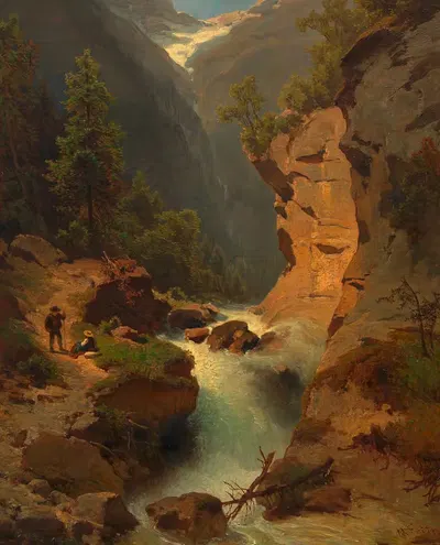 Водопад by Мельхиор Фритш, 1872 — digital art print download