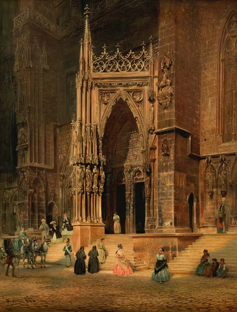 Регентсбургский собор (портал) by Рудольф фон Альт, 1860 — digital art print download