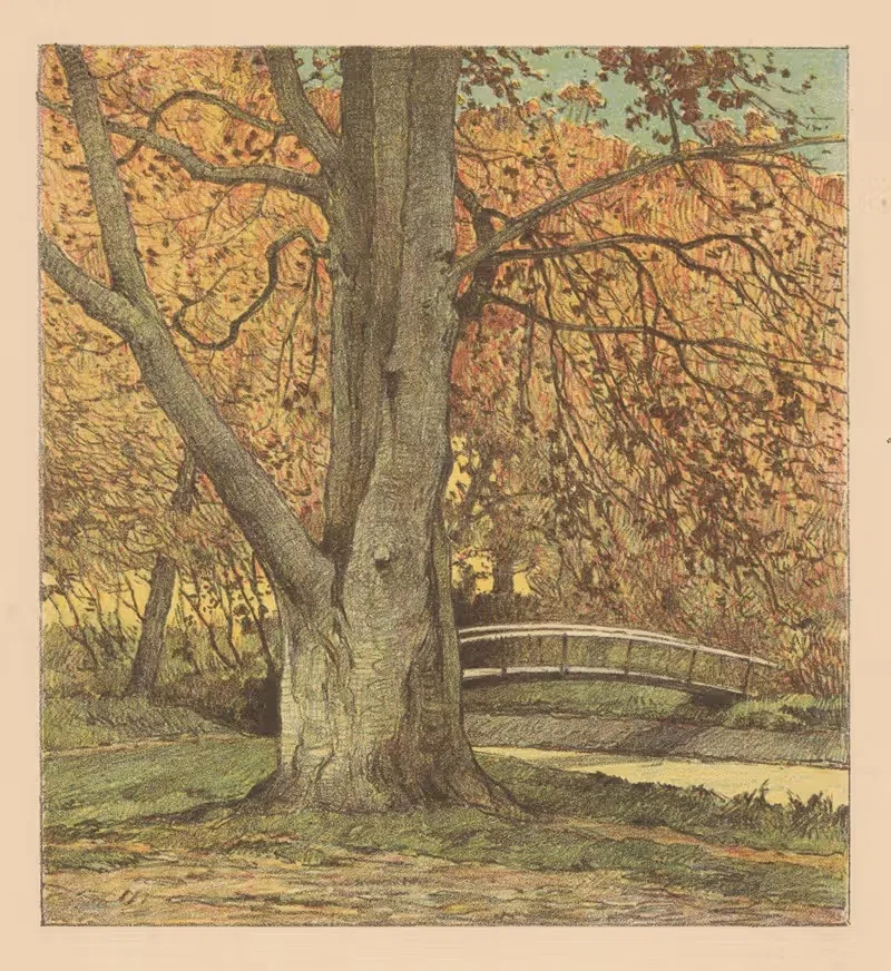 Дерево у ручья осенью by Симон Мулейн, 1876 — digital art print download