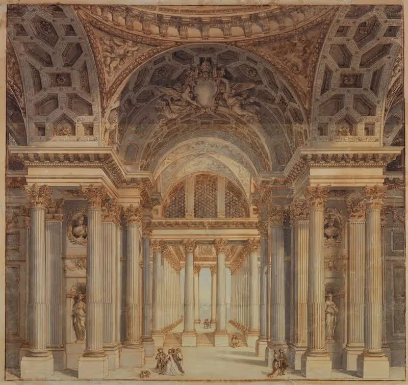 Stage Design, Interior of Papal Palace — Anonymous