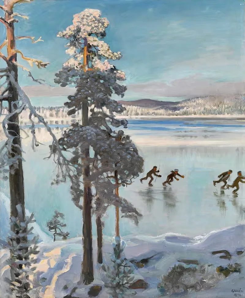 Конькобежцы на озере Руовеси by Аксели Галлен-Каллела, 1896 — digital art print download