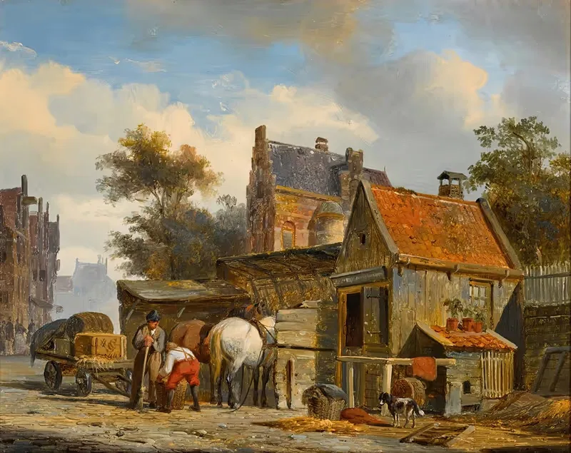 Уличная сцена с кузнецом за работой by Корнелис Спрингер, 1844 — digital art print download