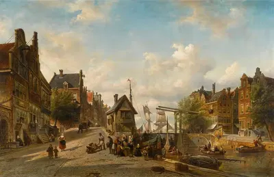 Сингел и Брауэрсграхт, Амстердам by Элиас Питер ван Боммел, 1874 — digital art print download