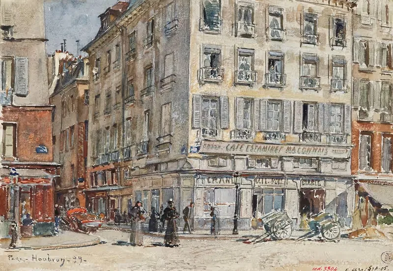 Перекресток двух улиц в Париже, 1899 год by Фредерик Убро, 1899 — digital art print download