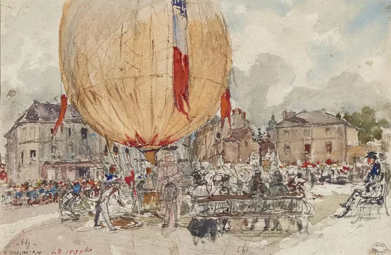 Запуск воздушного шара by Фредерик Убро, 1895 - 1905 — digital art print download