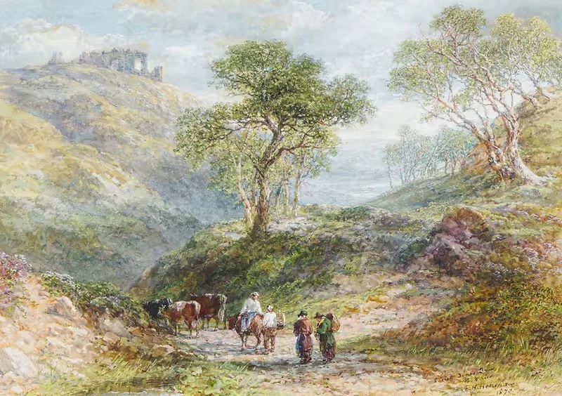 Замок Динас Бран, Северный Уэльс by Фредерик Генри Хеншоу, 1870 — digital art print download