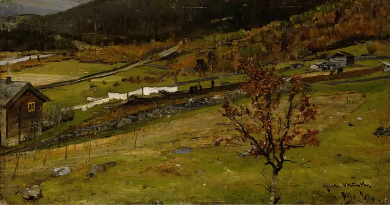 Осенний пейзаж, Øйло by Герхард Мунте, 1879 — digital art print download