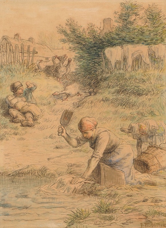 La Lavandière by Jean-François Millet — digital art print download