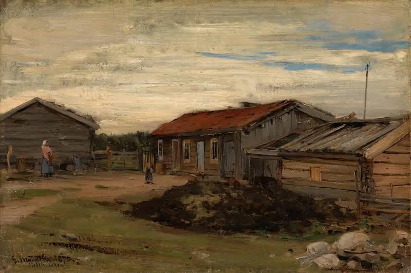 Деревенский двор by Герхард Мунте, 1875 — digital art print download