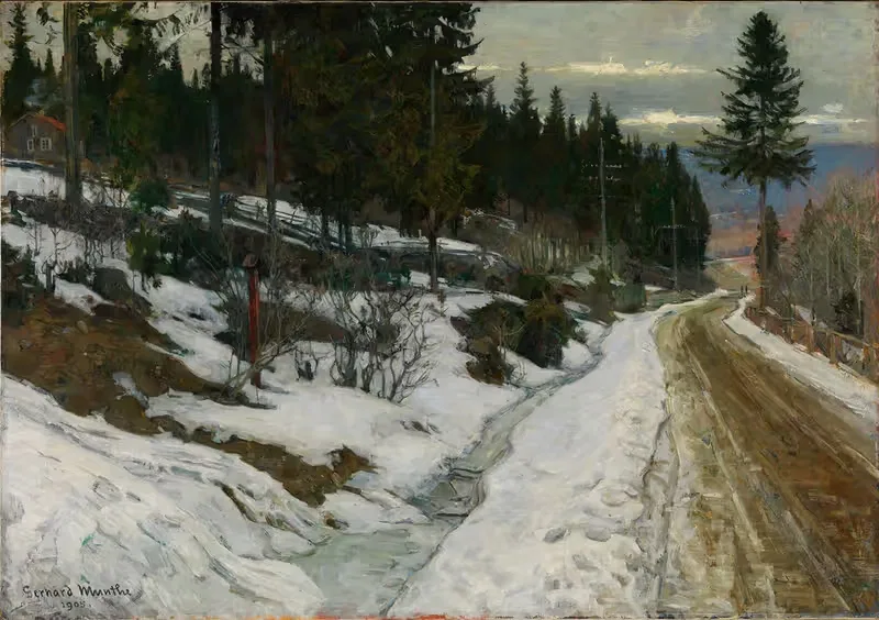 Зима в Ниттедале by Герхард Мунте, 1905 — digital art print download