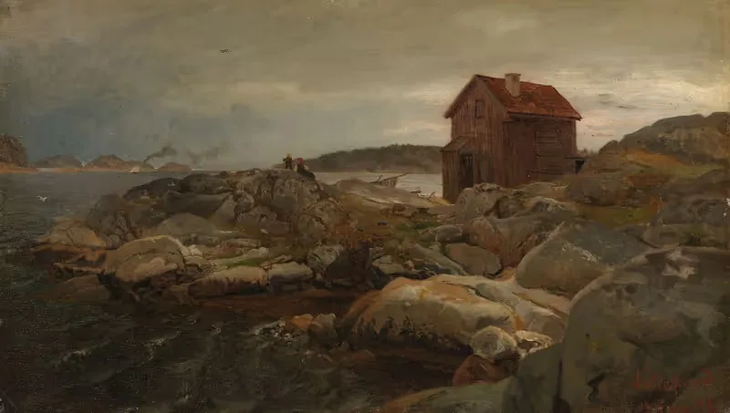A Fisherman's Home, Lillesand — Hans Gude