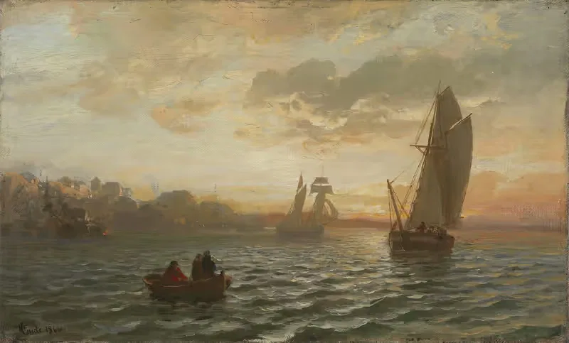 Вид с Ослофьорда by Ханс Гуде, 1866 — digital art print download