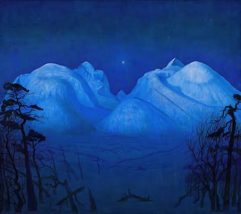 Зимняя ночь в горах by Харальд Сольберг, 1914 — digital art print download