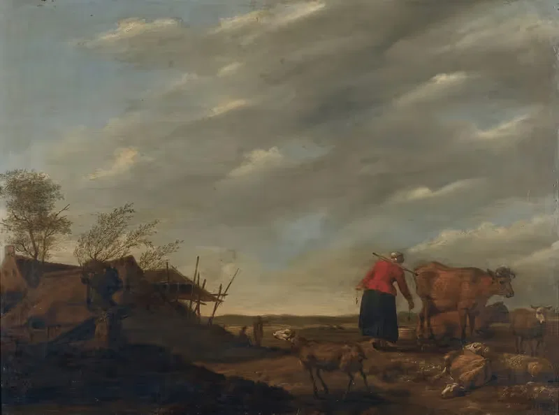 Landscape with a milkmaid by Hendrick Mommers — digital art print download