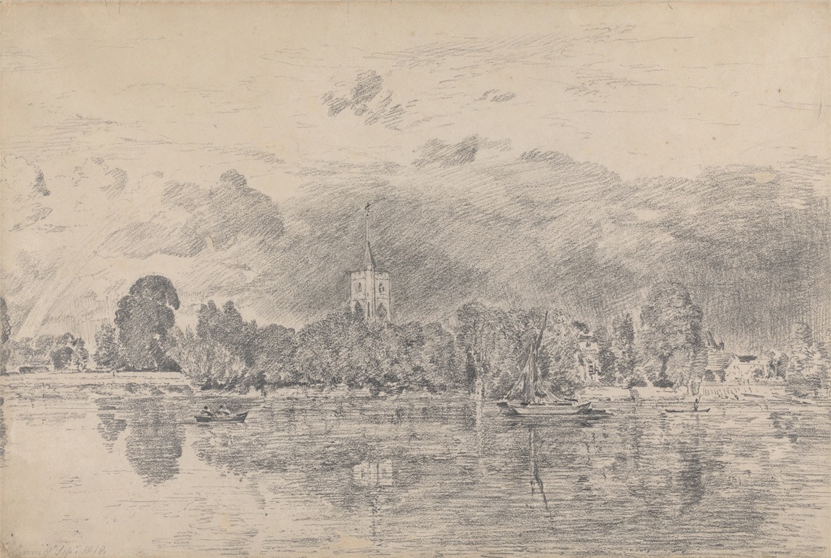 Fulham Church from across the River — John Constable
