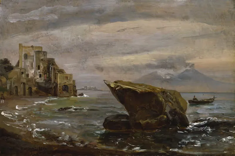 Пляж рядом с Посиллипо by Иоганн Кристиан Даль, 1821 — digital art print download