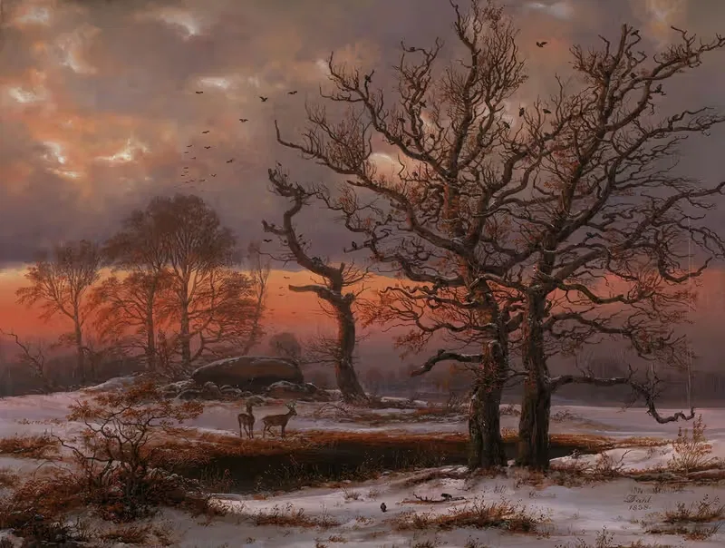 Датский зимний пейзаж с дольменом by Иоганн Кристиан Даль, 1838 — digital art print download