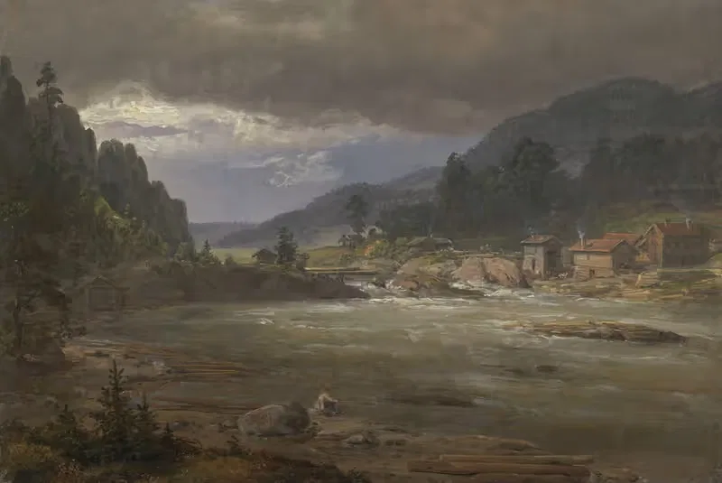 Hellefossen near Hokksund — Johan Christian Dahl