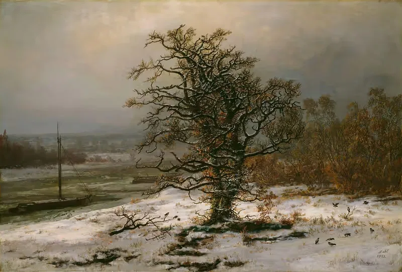 Дуб у Эльбы зимой by Иоганн Кристиан Даль, 1853 — digital art print download
