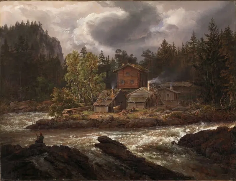 Вид на Хёнефоссен by Иоганн Кристиан Даль, 1847 — digital art print download