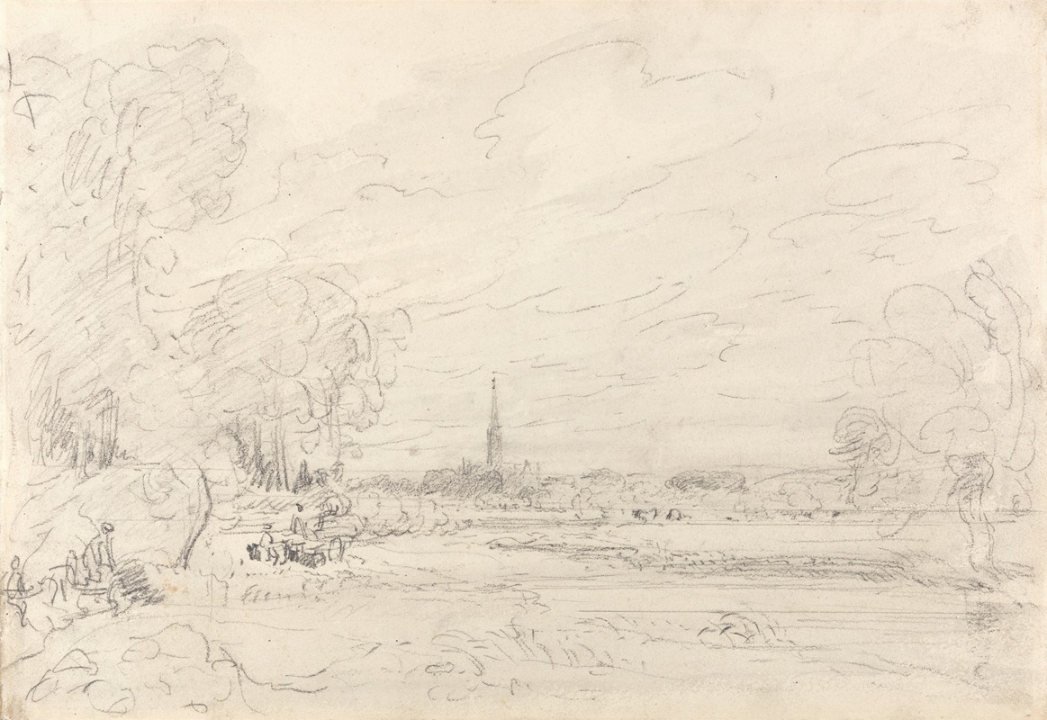 Salisbury Cathedral From the Meadows by Джон Констебл, 1829 — digital art print download