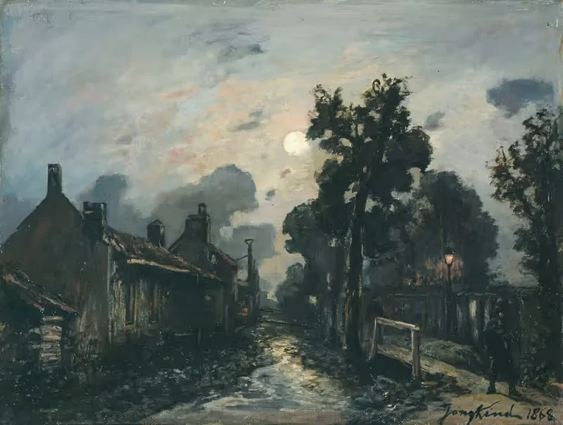 Улица в Делфте, вечером by Иоганн Бартольд Йонгкинд, 1868 — digital art print download