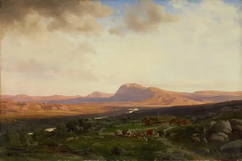 Закат в горах by Йохан Фредрик Эккерсберг, 1865 — digital art print download