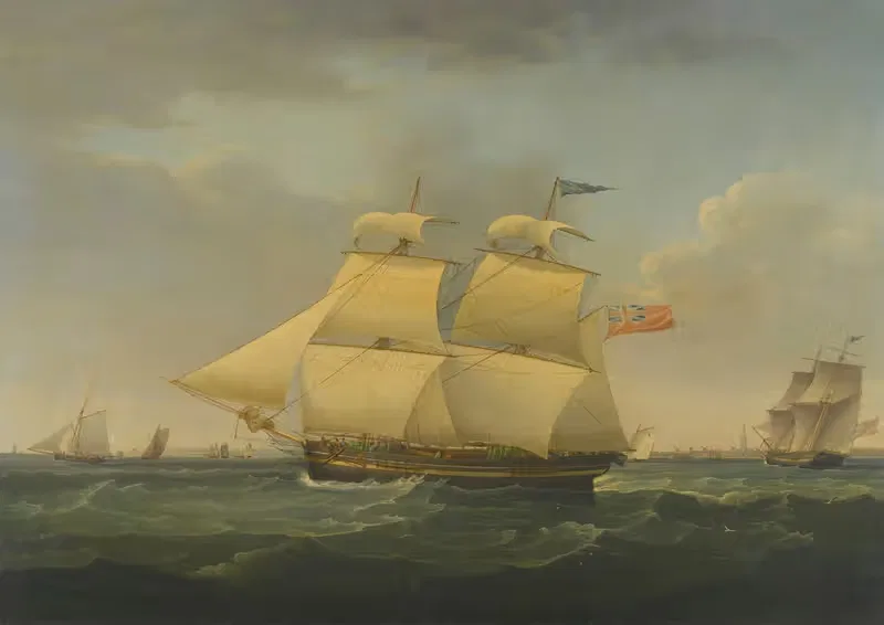 The Snow Thames In Two Positions Off Harwich — John Harwood