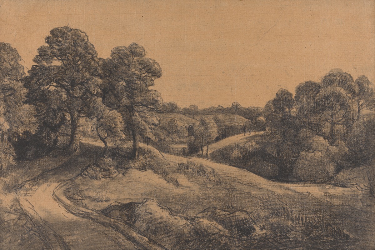 Wooded Slope with a Receding Road — John Constable