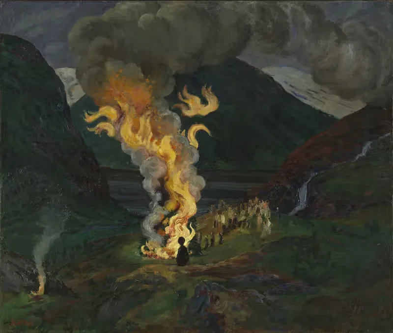Костер, отмечающий ночь летнего солнцестояния by Николай Астрюп, 1912-1926 — digital art print download