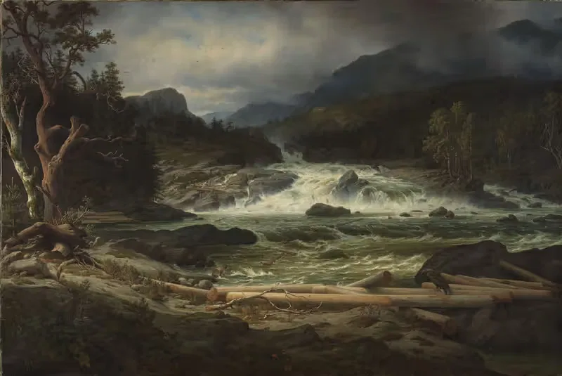 Водопад Лабро в Конгсберге by Томас Фернли, 1837 — digital art print download