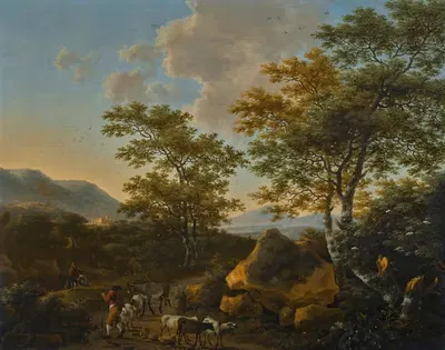 Italianate landscape with shepherds by Willem de Heusch — digital art print download