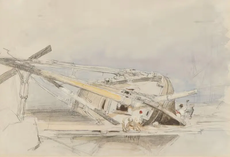 Boat Careened by Clarkson Stanfield, 1793-1867 — digital art print download